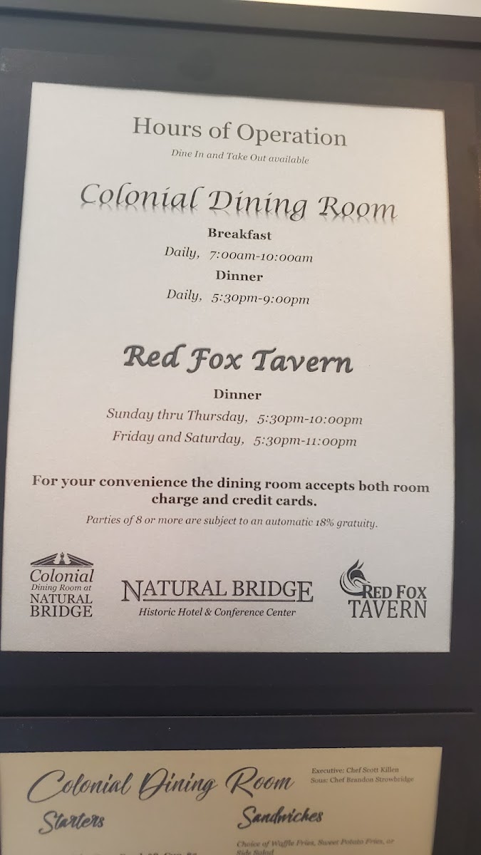 Colonial Dining Room Photo Menu 3