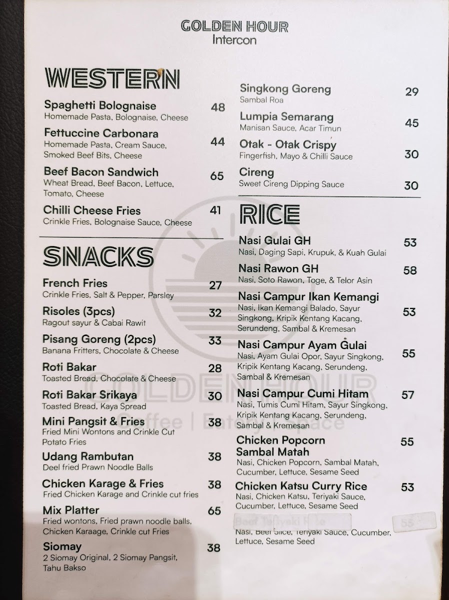 Golden Hour Coffee Photo Menu 2