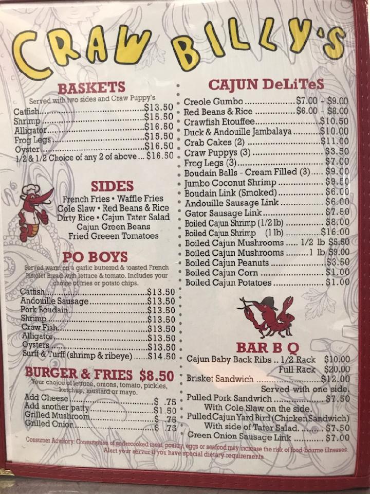 Craw Billy's Seafood Boil & BBQ Photo Menu 3