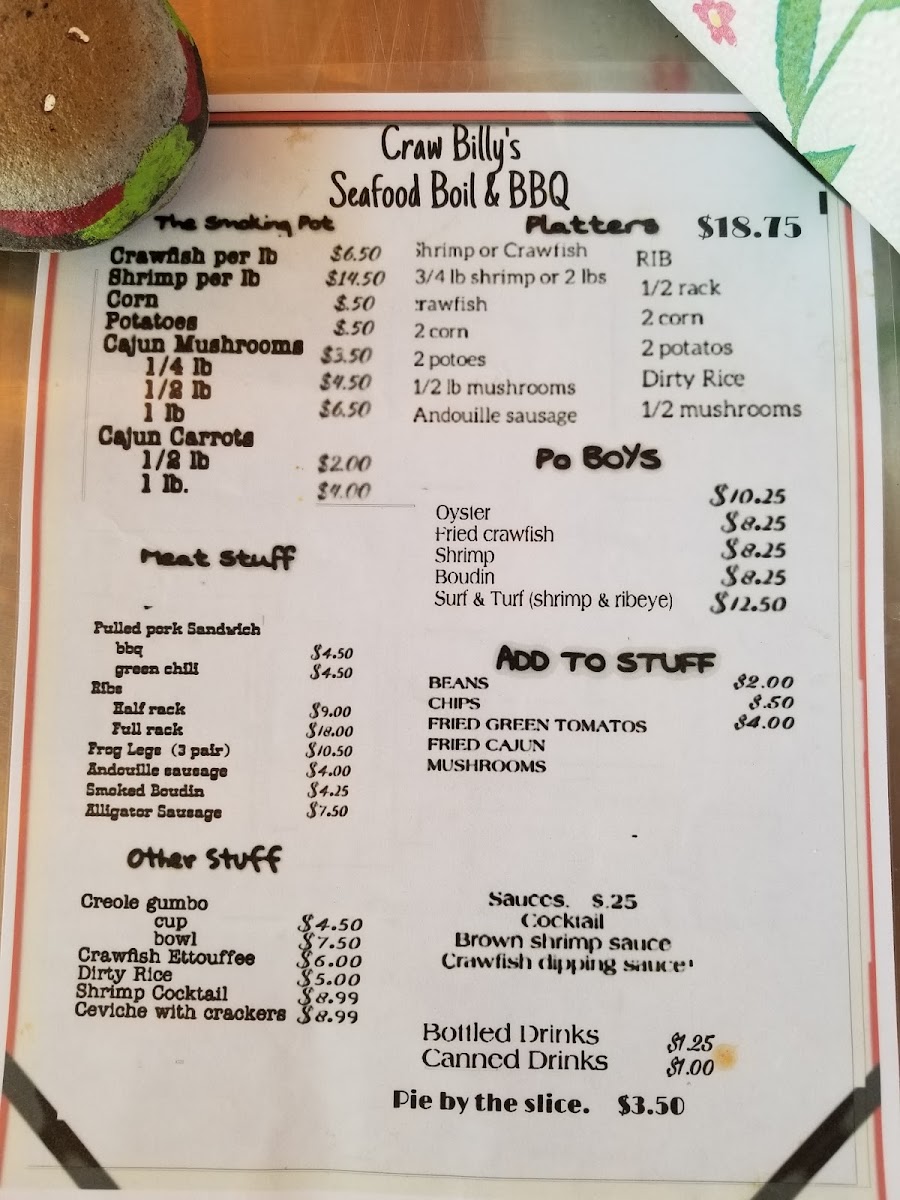 Craw Billy's Seafood Boil & BBQ Photo Menu 6