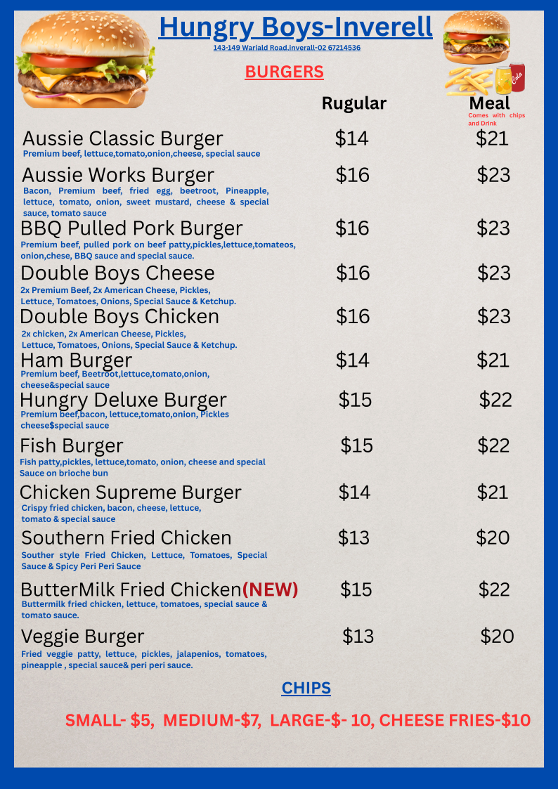 Hungry Boys Inverell Photo Menu 4