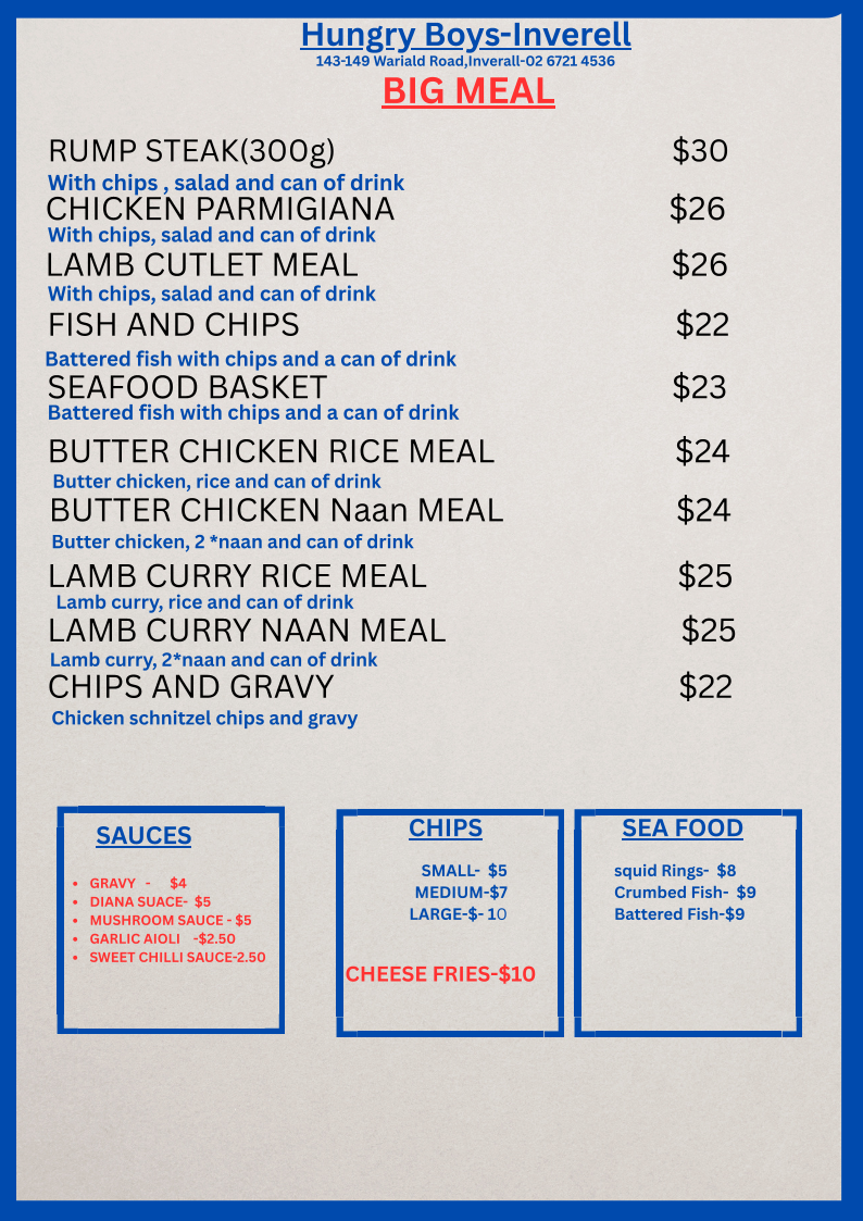 Hungry Boys Inverell Photo Menu 5