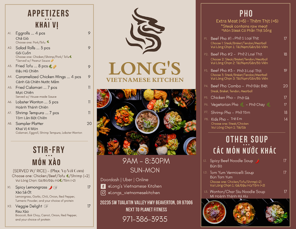 Long's Vietnamese Kitchen Photo Menu 2