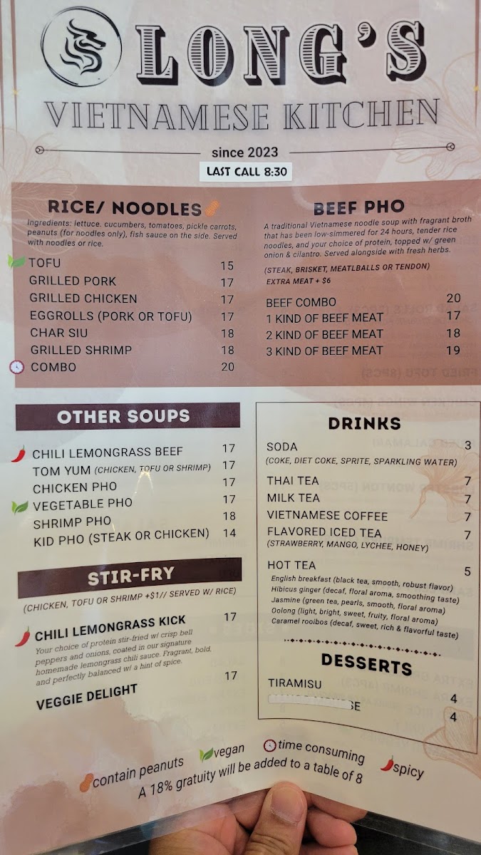 Long's Vietnamese Kitchen Photo Menu 5