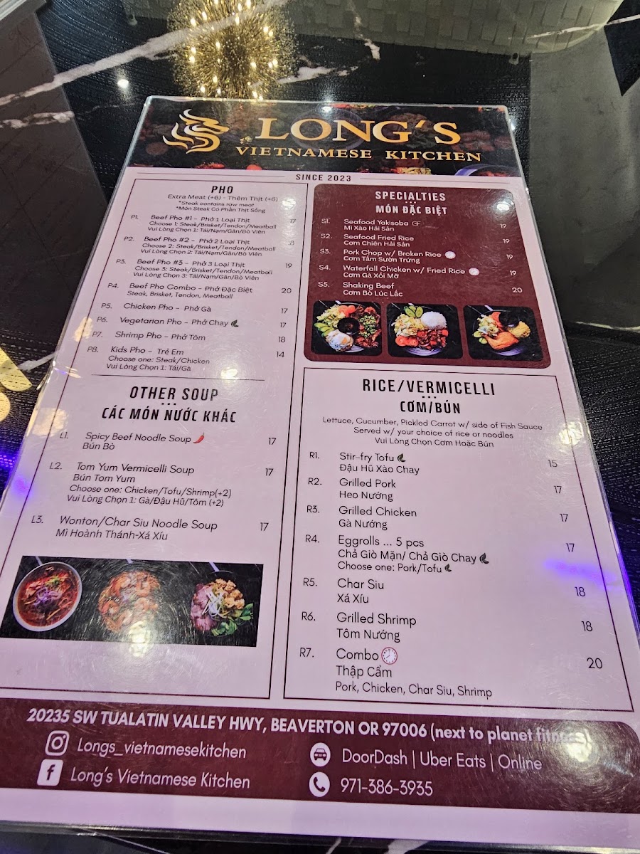 Long's Vietnamese Kitchen Photo Menu 6