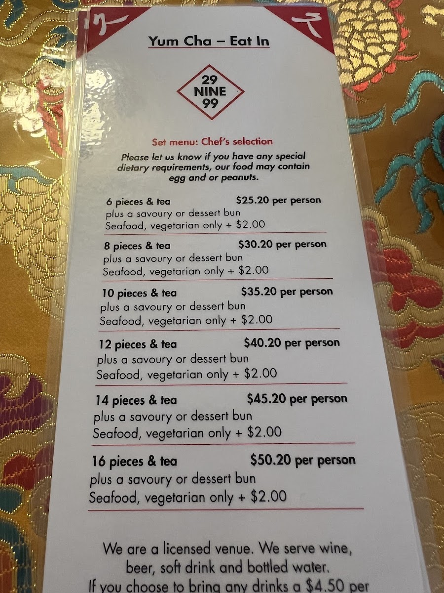 29 Nine 99 Yum Cha & Tea House Photo Menu 5