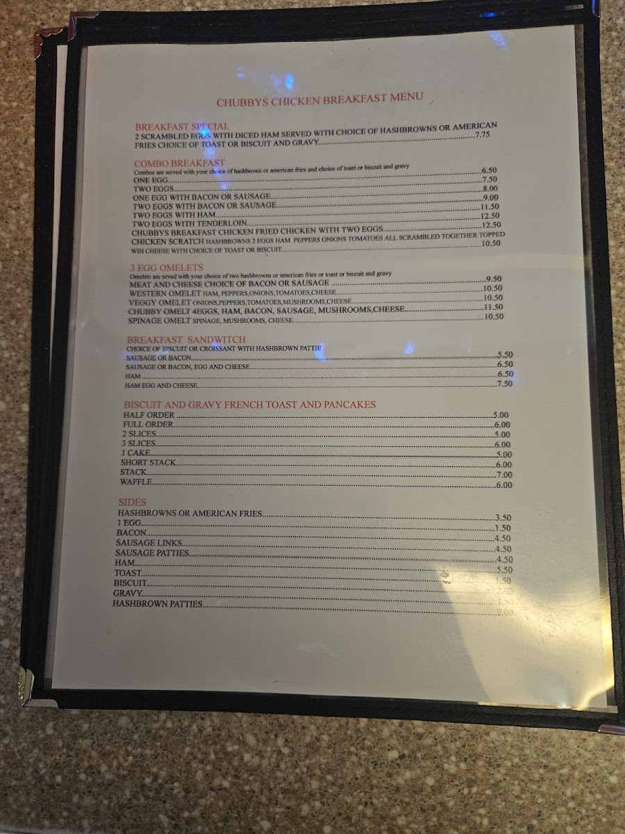 Chubby's Chicken Photo Menu 1