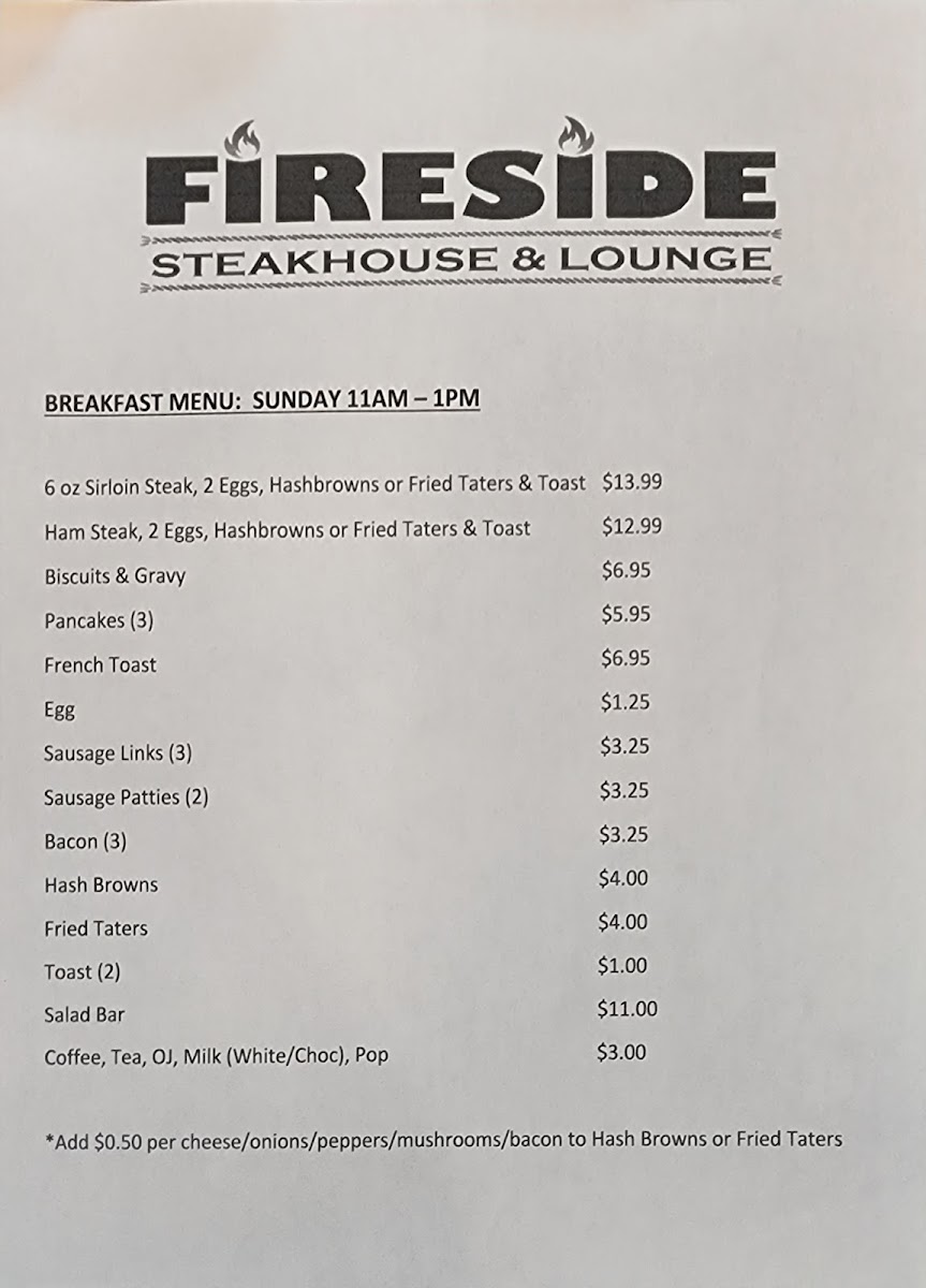 Fireside Steakhouse & Lounge Photo Menu 1
