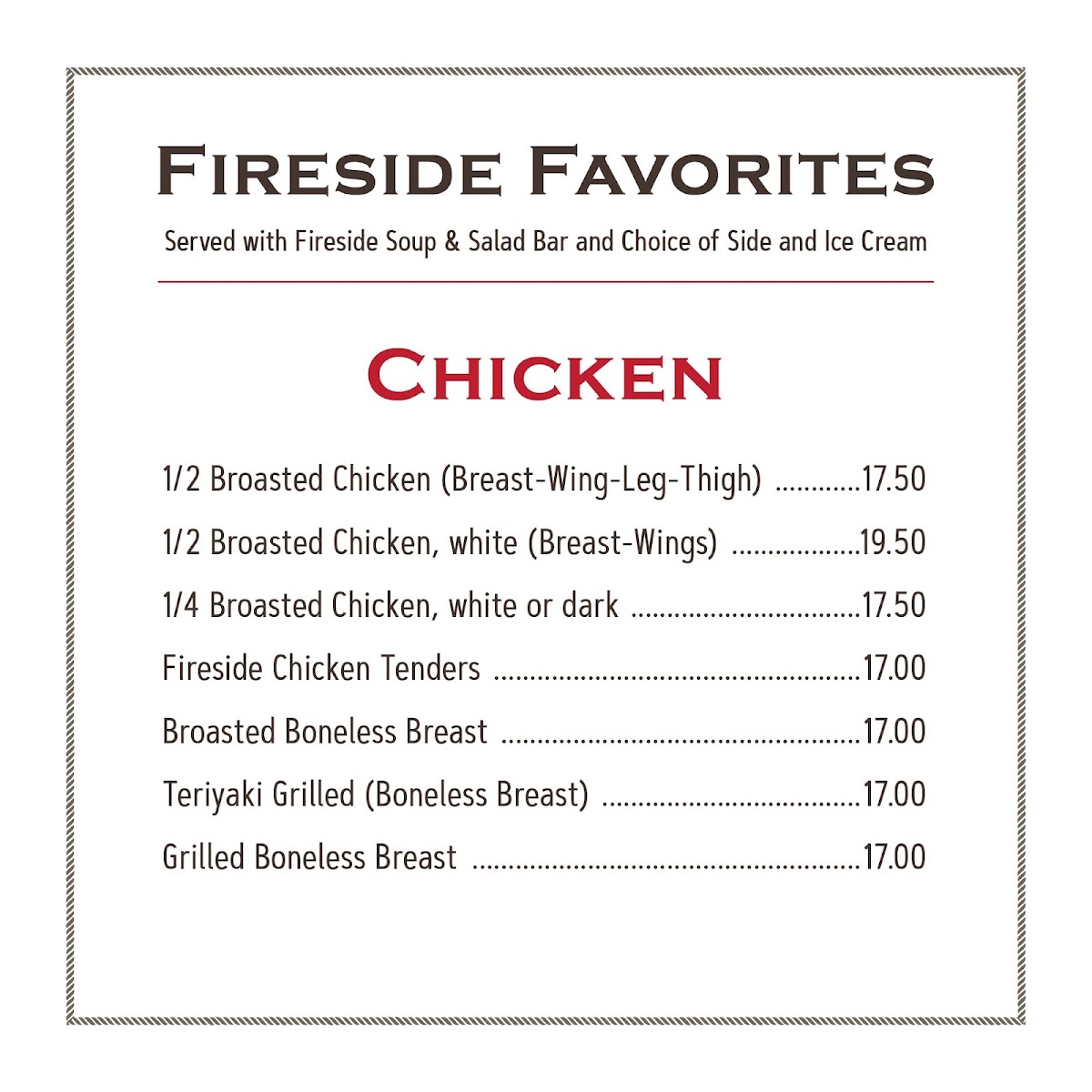 Fireside Steakhouse & Lounge Photo Menu 10
