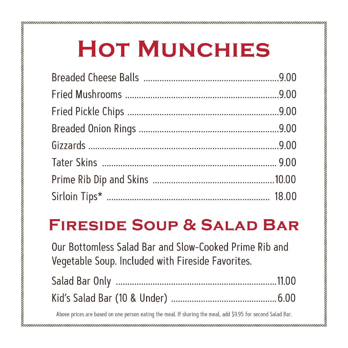 Fireside Steakhouse & Lounge Photo Menu 2