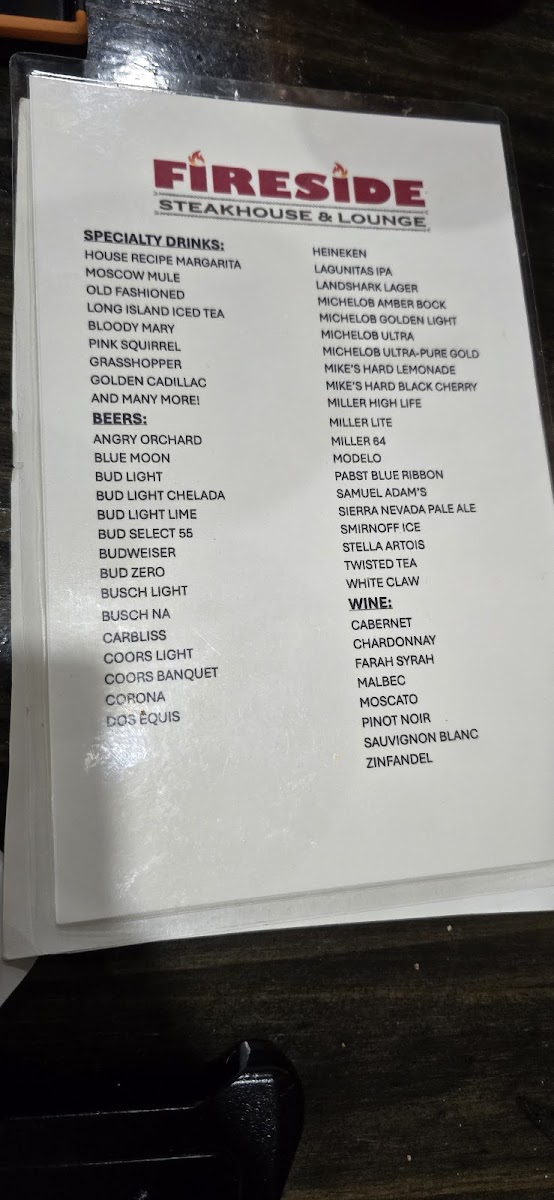 Fireside Steakhouse & Lounge Photo Menu 3