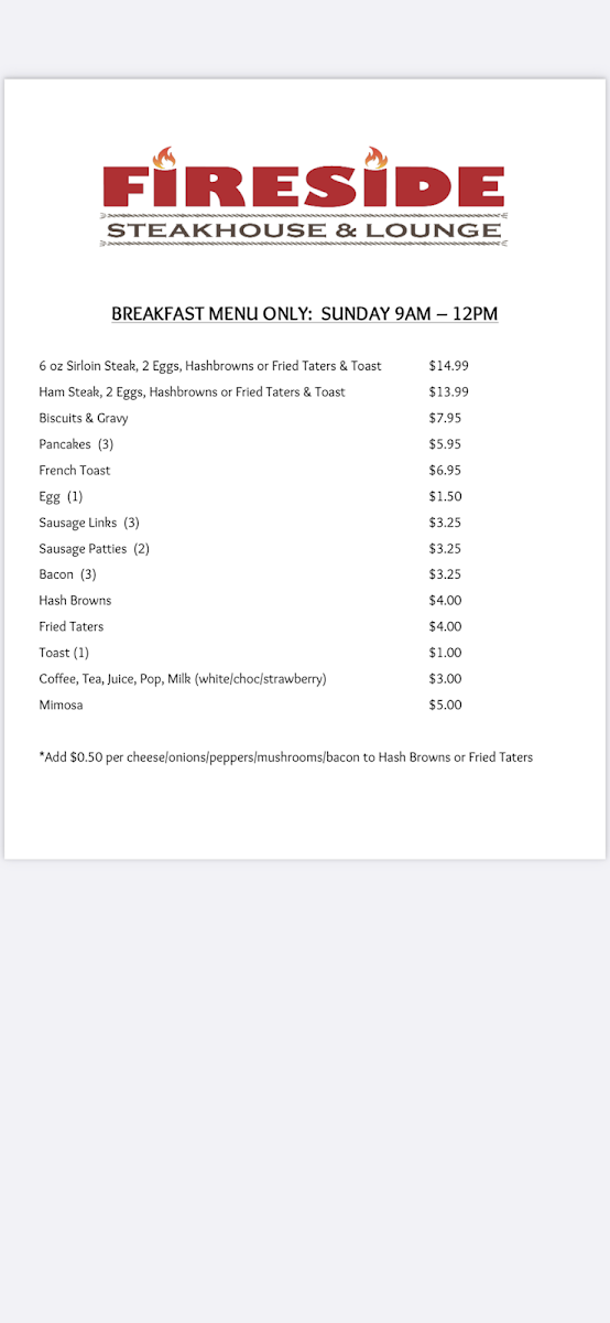 Fireside Steakhouse & Lounge Photo Menu 8