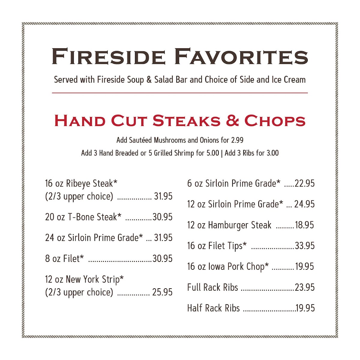 Fireside Steakhouse & Lounge Photo Menu 9
