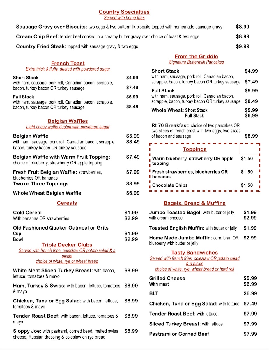 RT 70 Diner Photo Menu 10