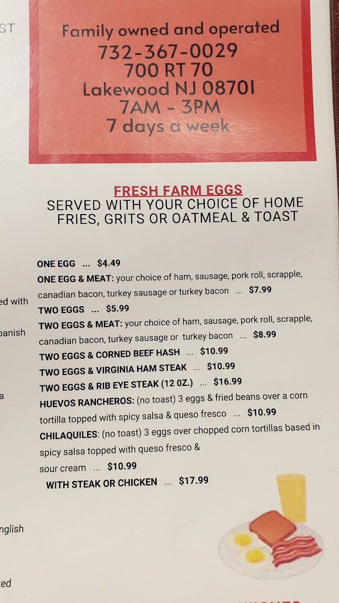 RT 70 Diner Photo Menu 2