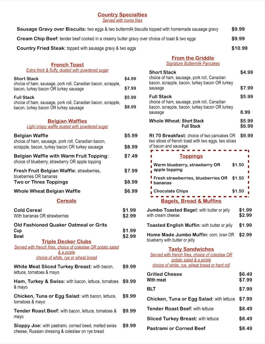 RT 70 Diner Photo Menu 6