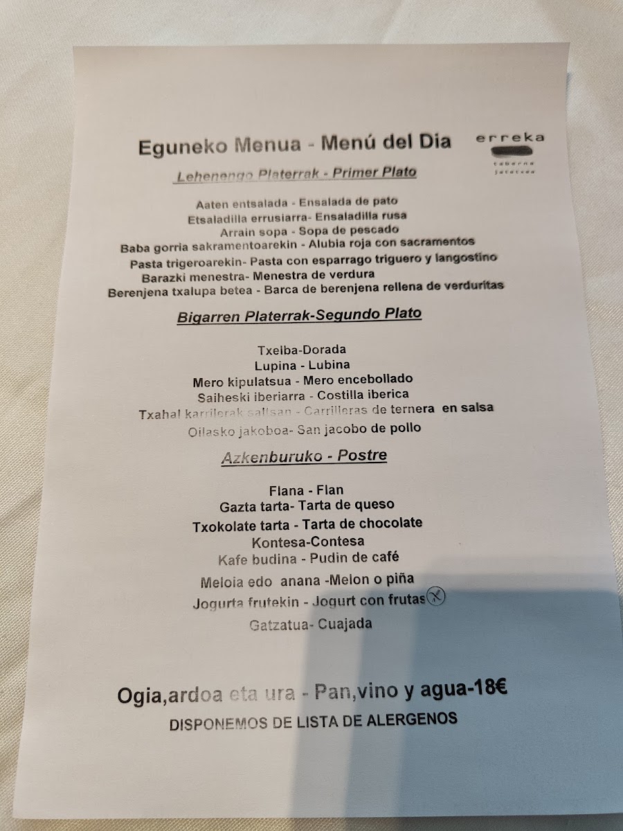 Restaurante Erreka jatetxea Photo Menu 2