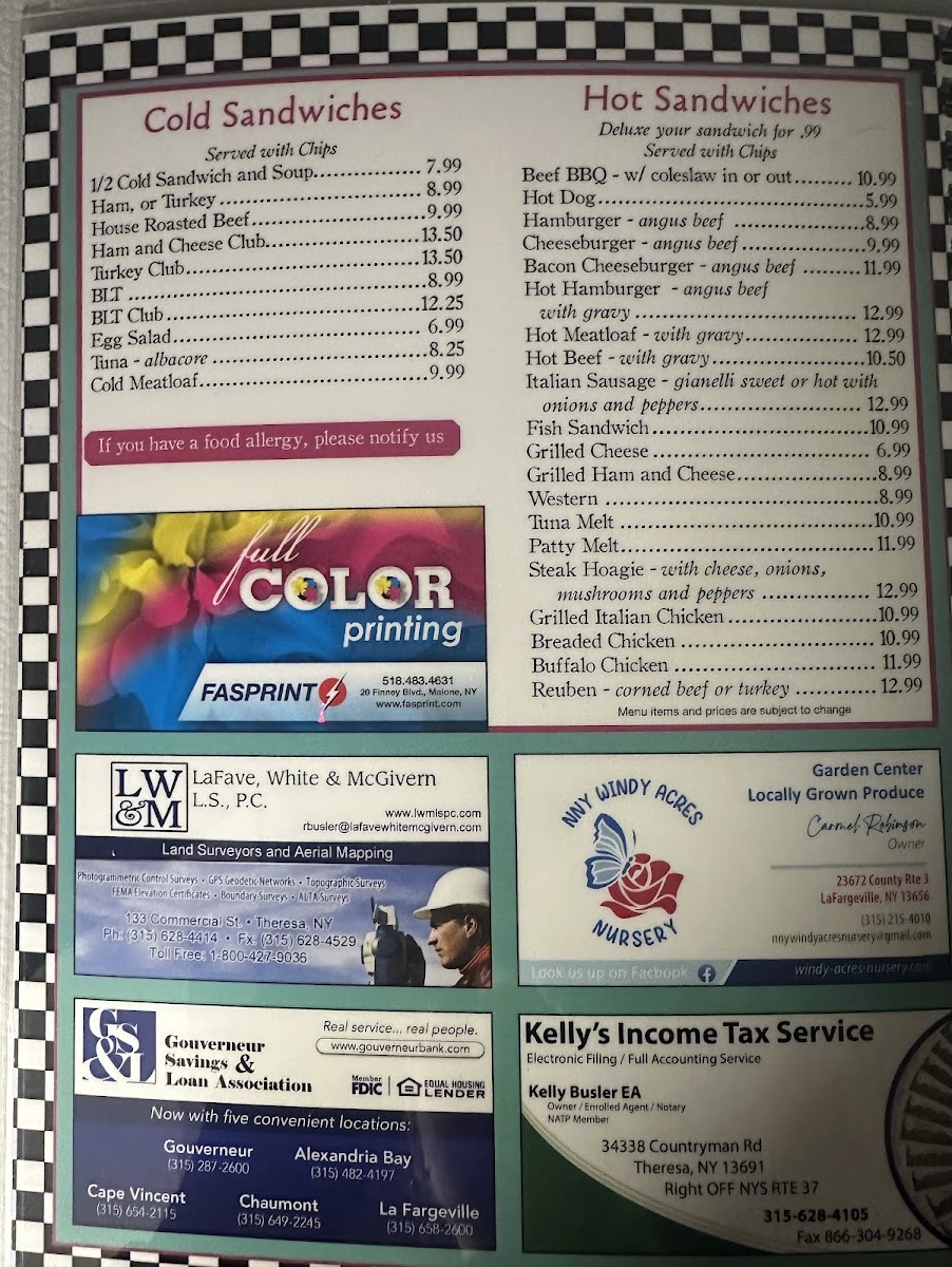 Two Sister’s Diner Photo Menu 2
