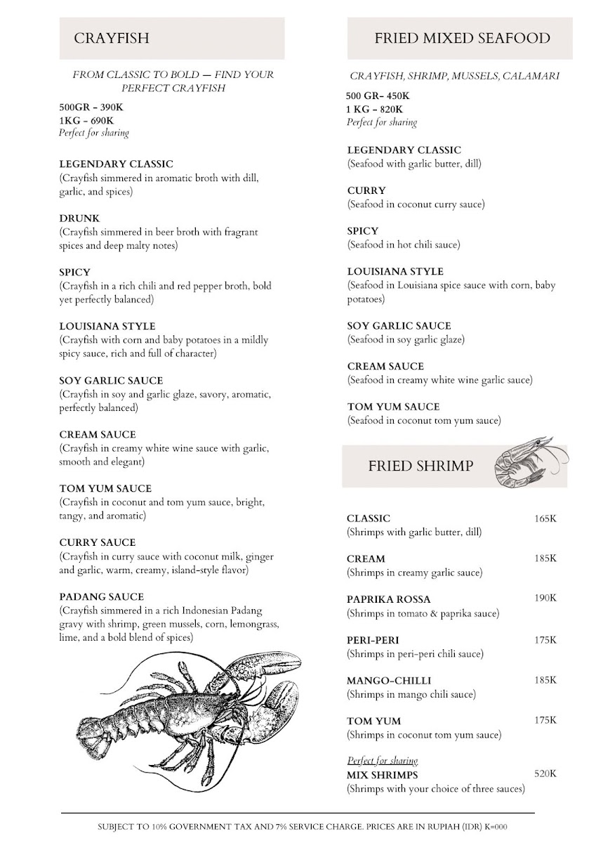 CRAYFISH Seafood&Bar Seminyak Photo Menu 6