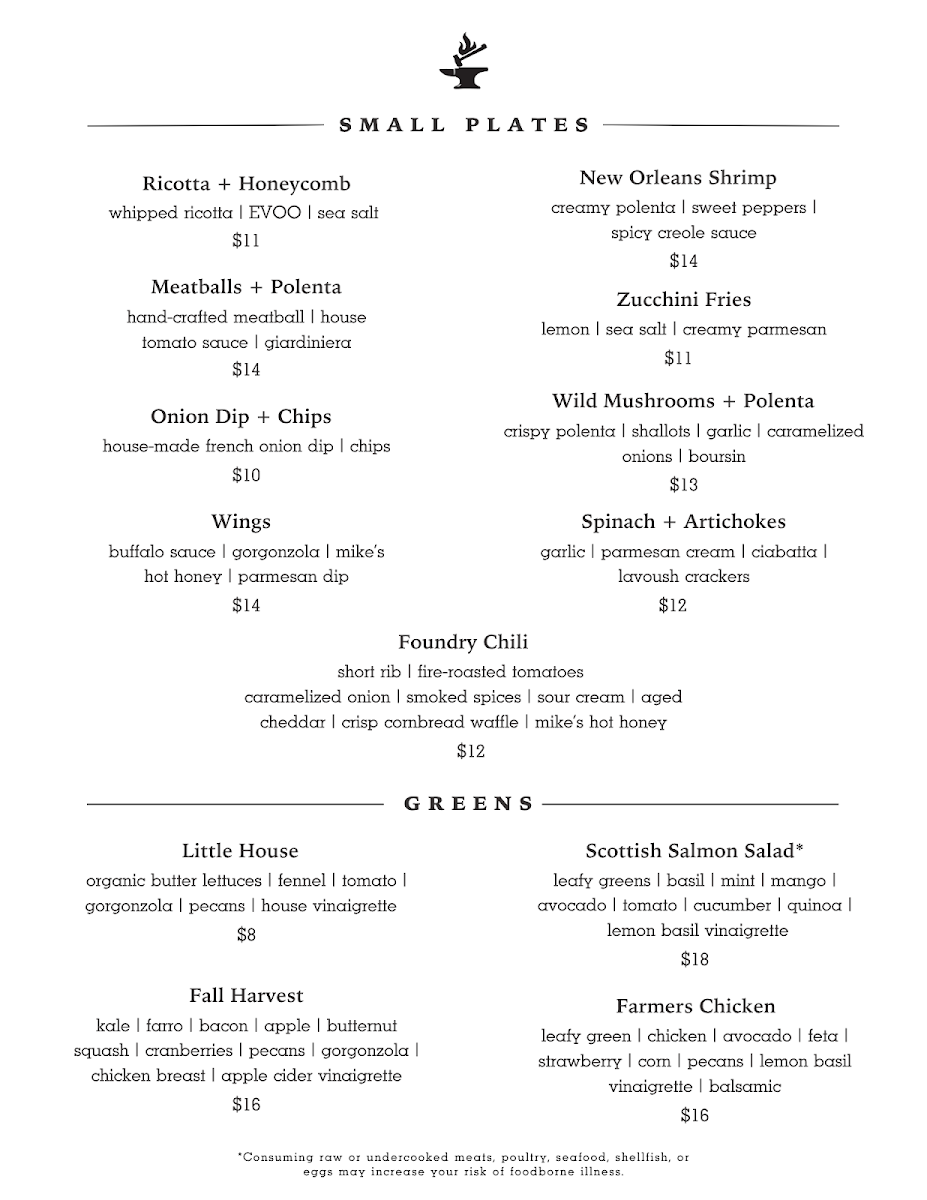 The Foundry Gastropub Photo Menu 1