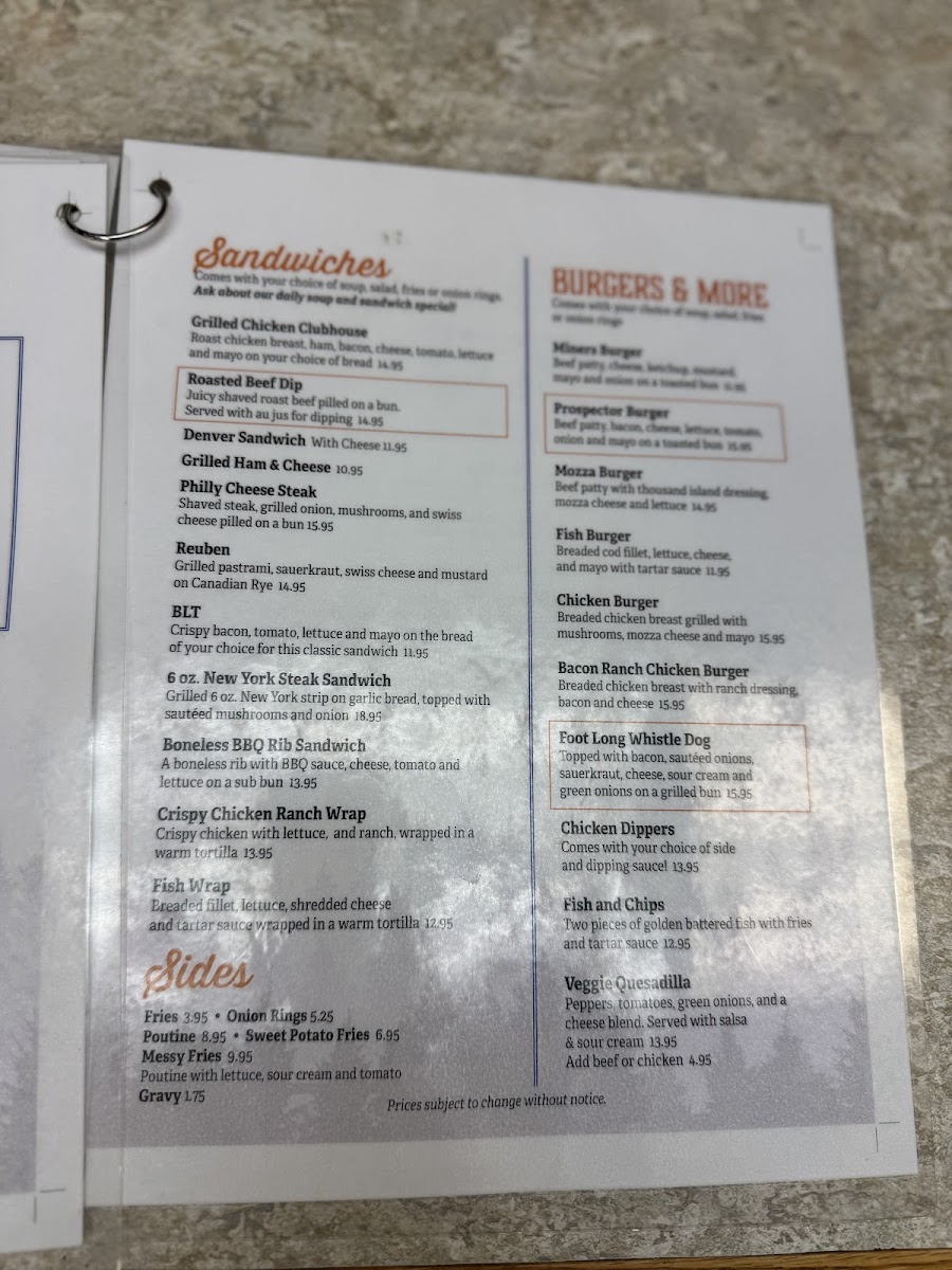 The Copper Kettle Restaurant Photo Menu 1