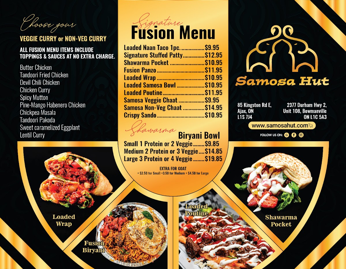 Samosa Hut Bowmanville Photo Menu 2