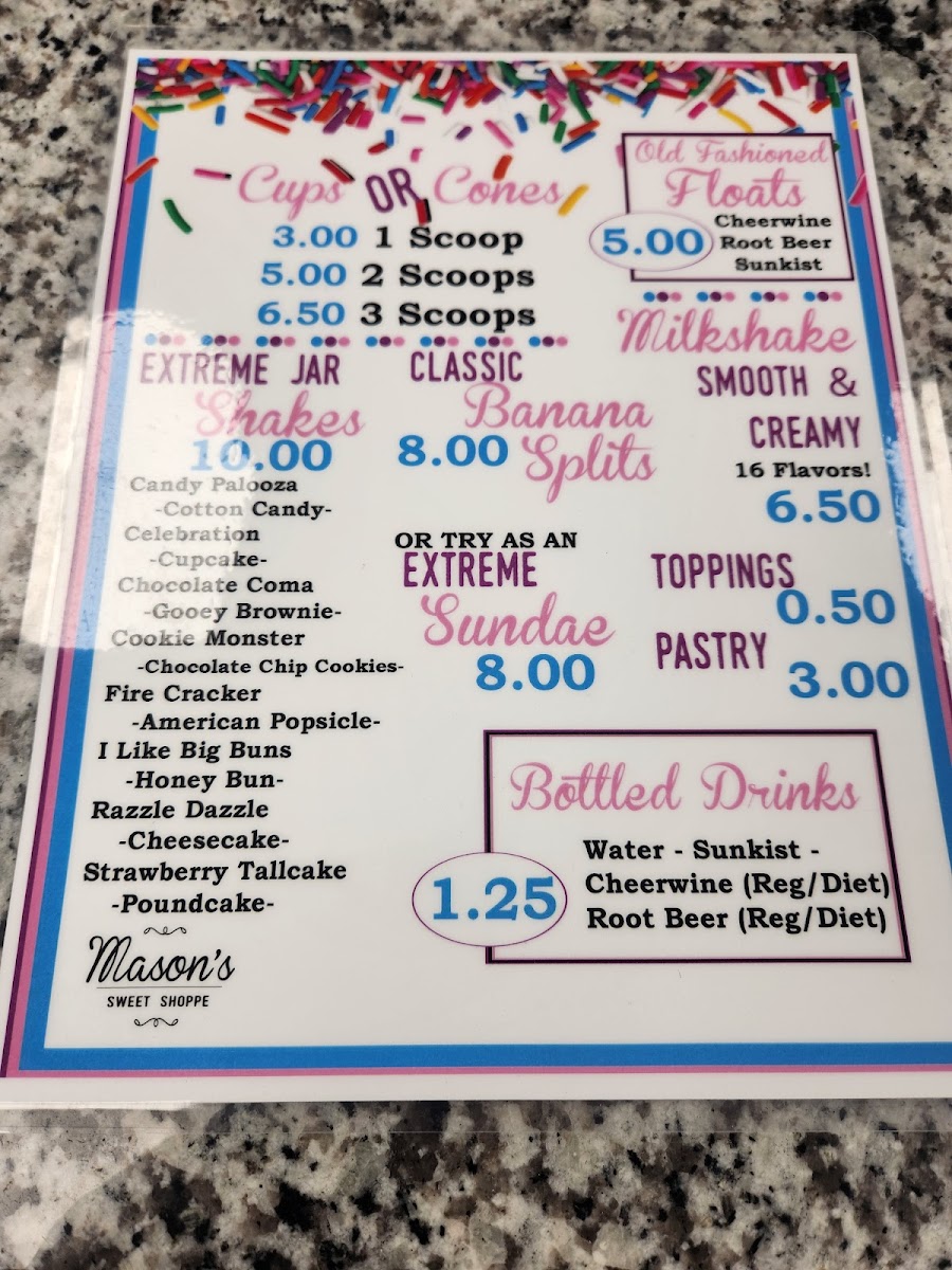 Mason's Sweet Shoppe Photo Menu 2
