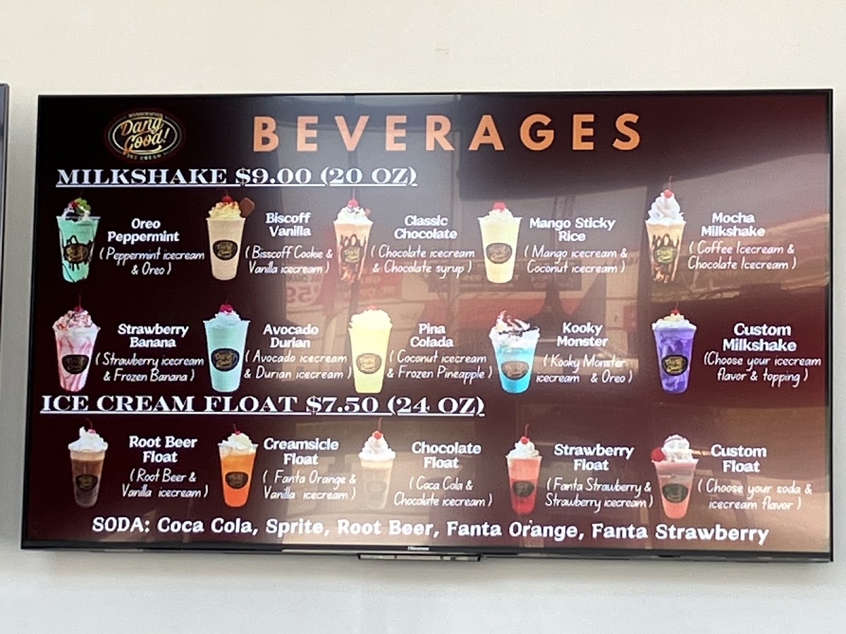 Dang Good Ice Cream Photo Menu 1