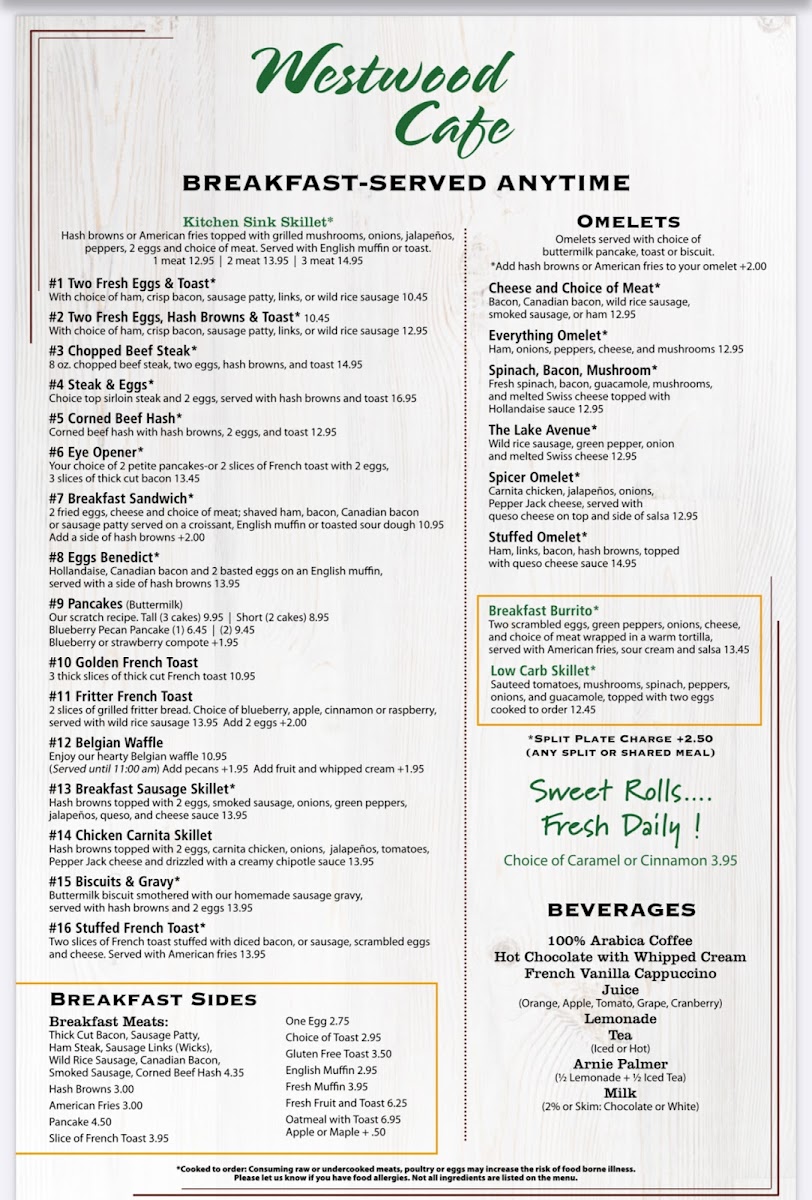 Westwood Café Photo Menu 2