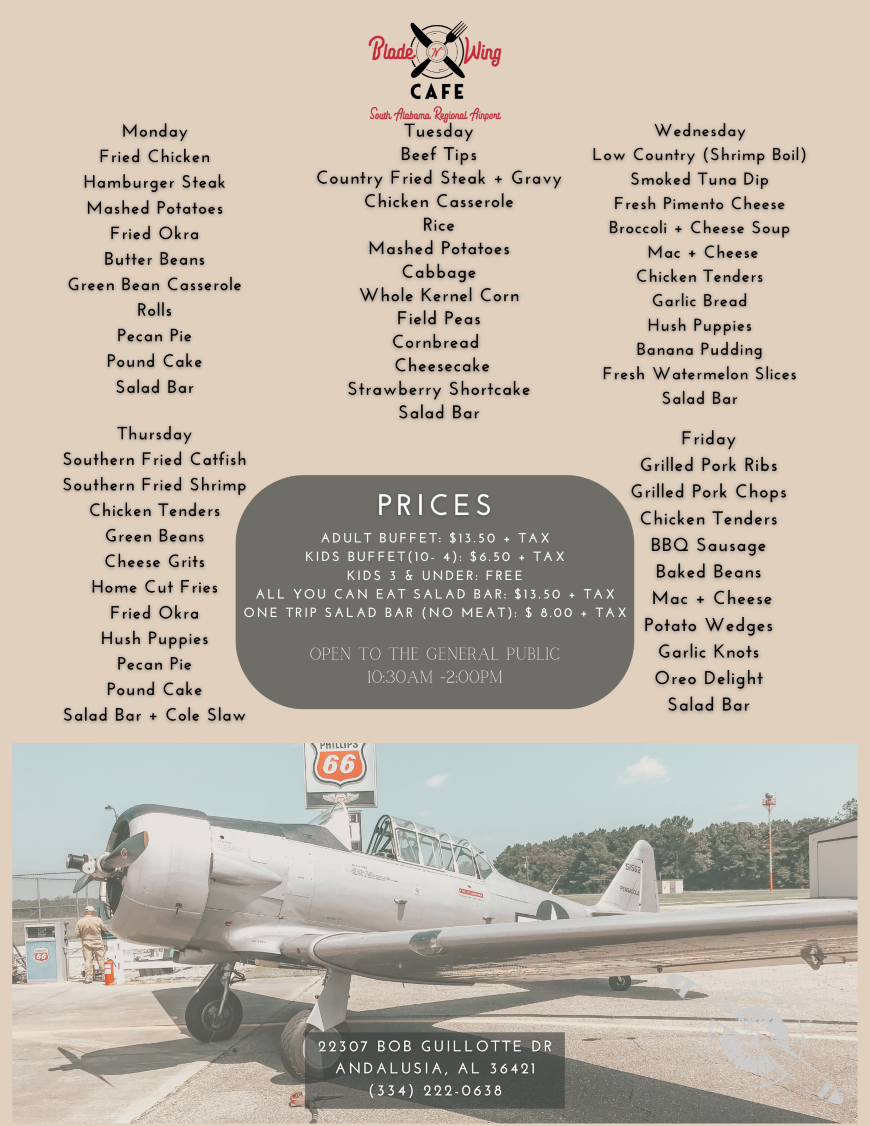 Blade “N” Wing Cafe Photo Menu 1