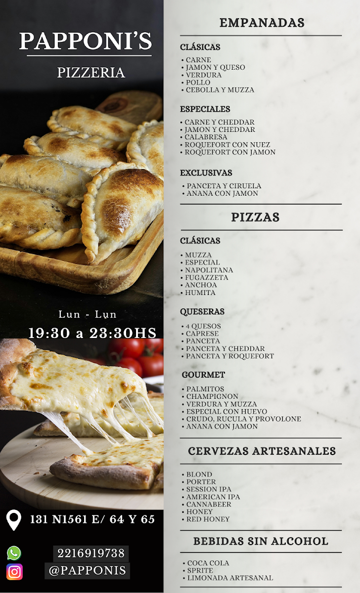 PAPPONI'S PIZZAS Photo Menu 1