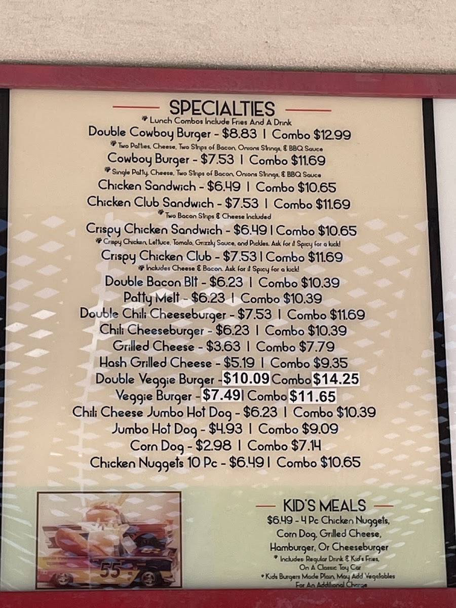 Grizzly Bear's Burger Photo Menu 1