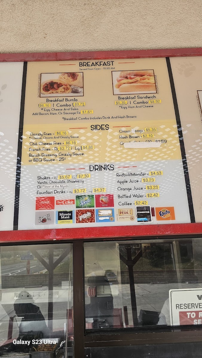 Grizzly Bear's Burger Photo Menu 3