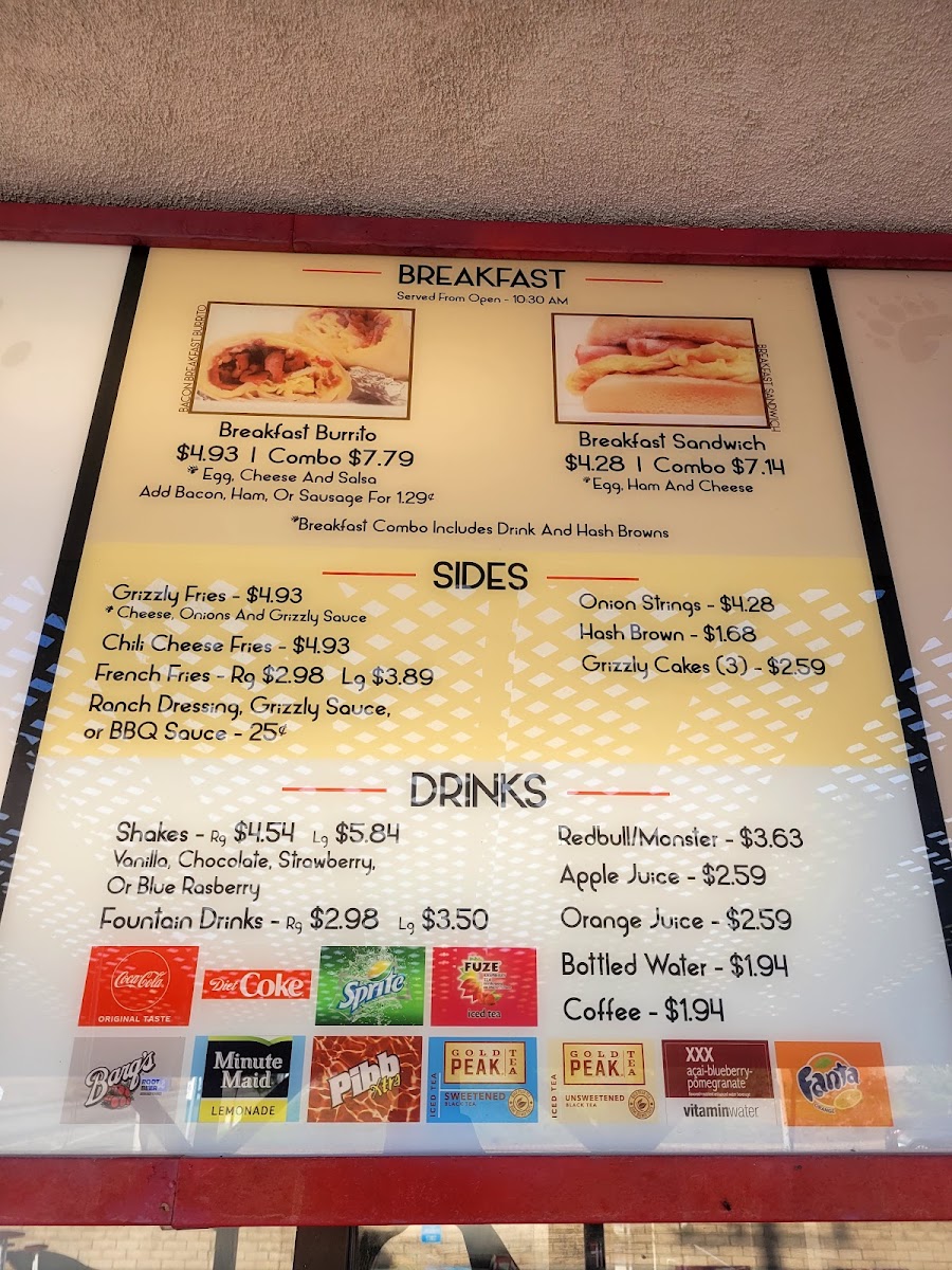 Grizzly Bear's Burger Photo Menu 4