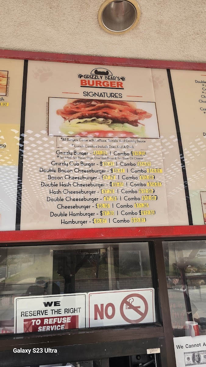 Grizzly Bear's Burger Photo Menu 5