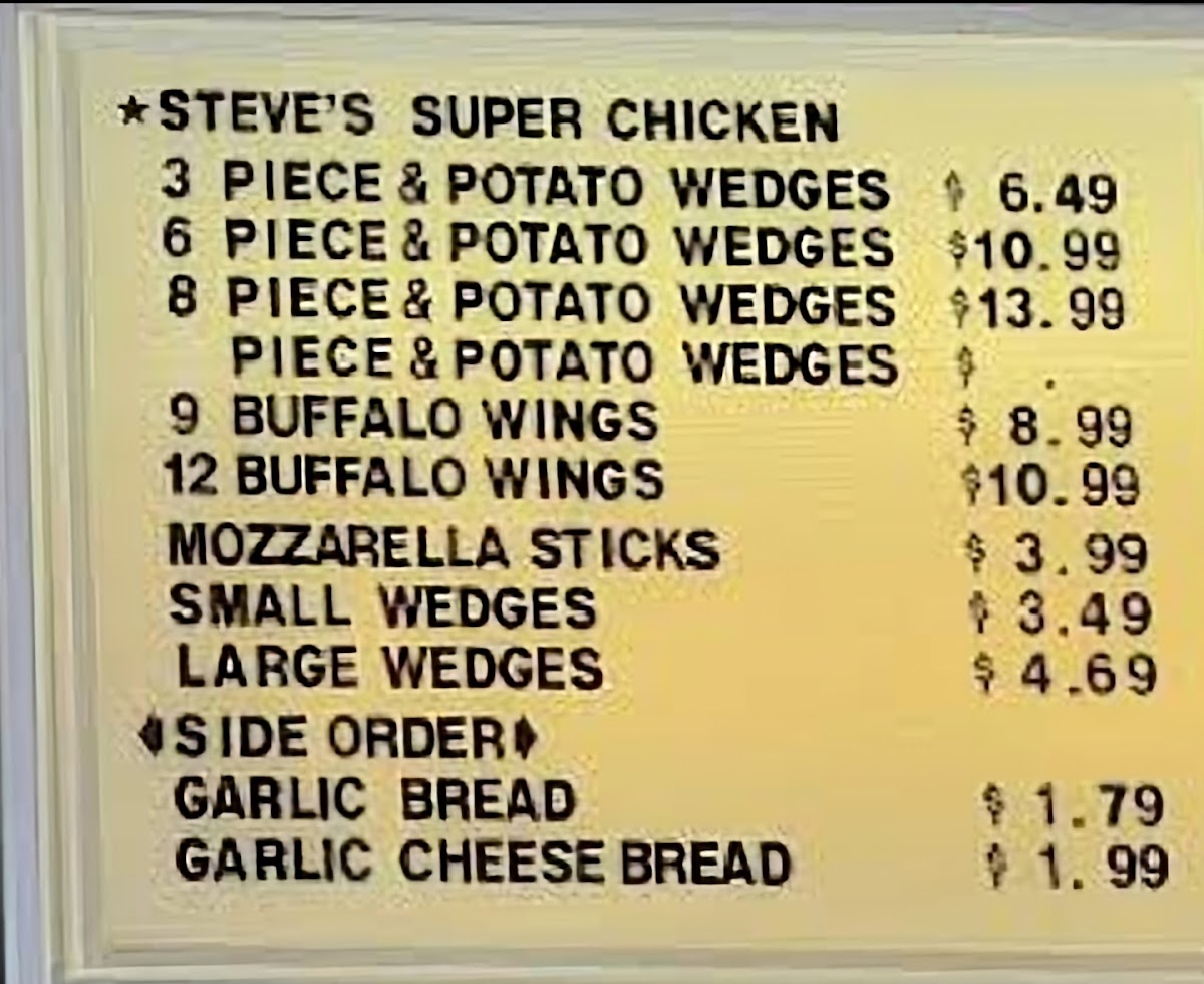Steve's Pizza Photo Menu 2
