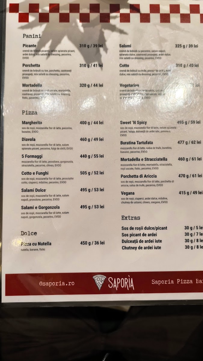 Saporia Pizza Bar Photo Menu 2