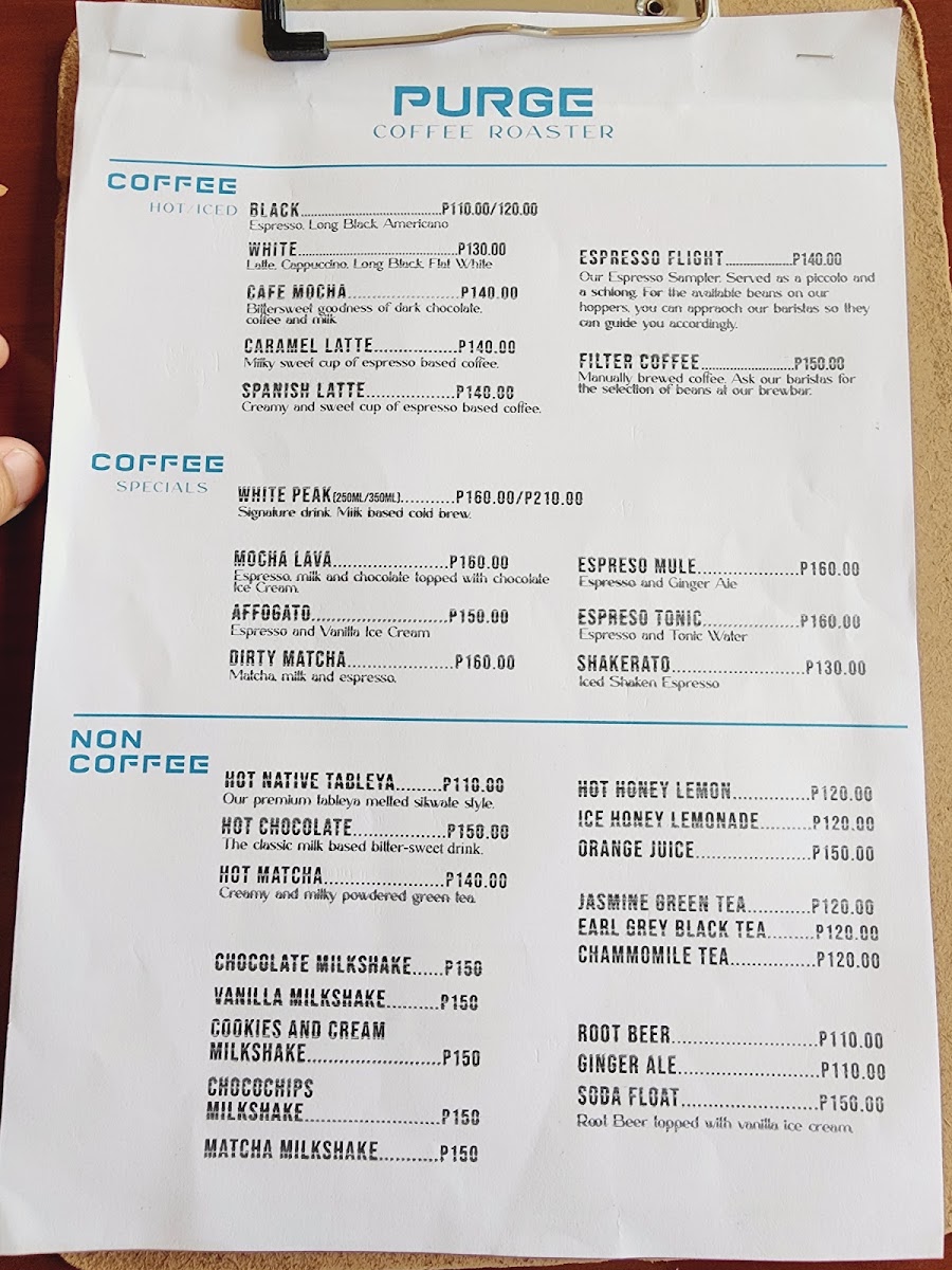 Purge Coffee Roaster Photo Menu 3