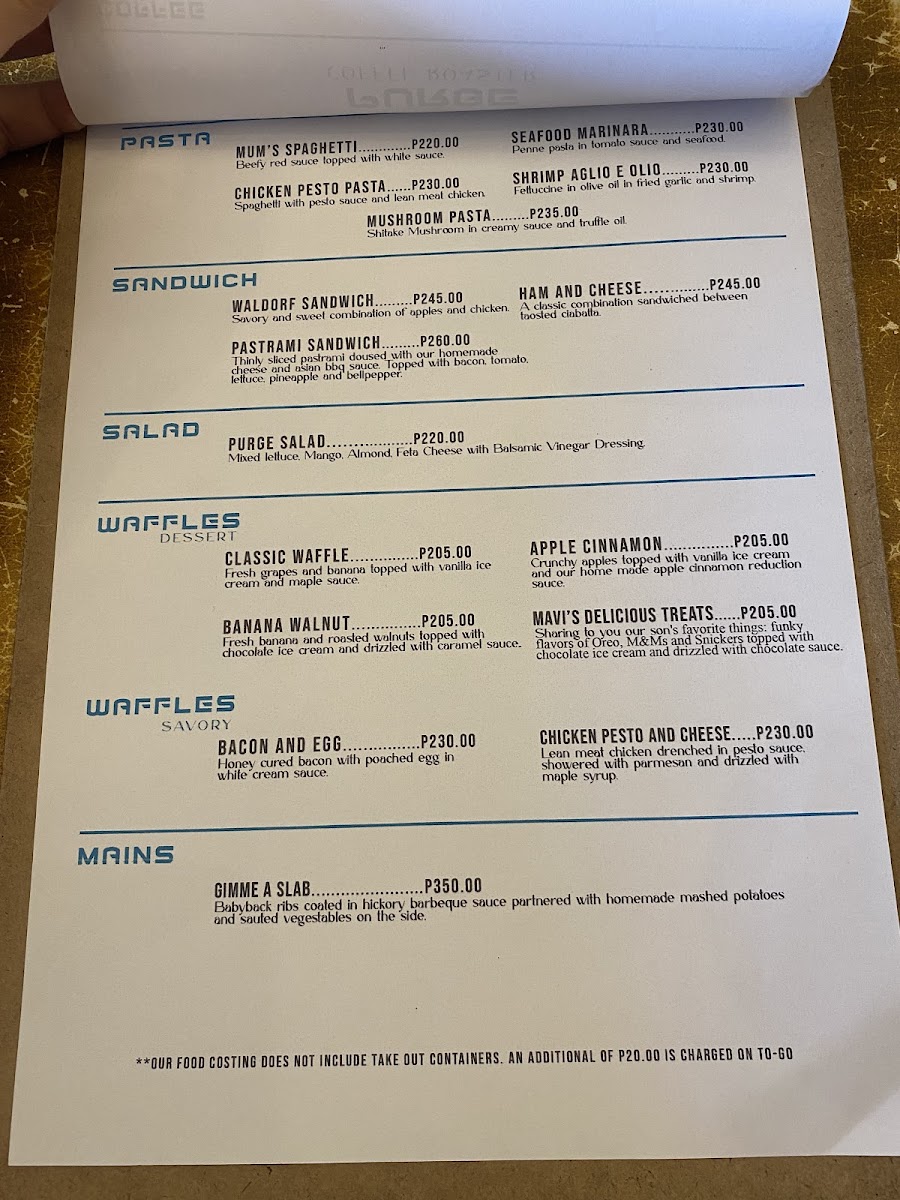Purge Coffee Roaster Photo Menu 4