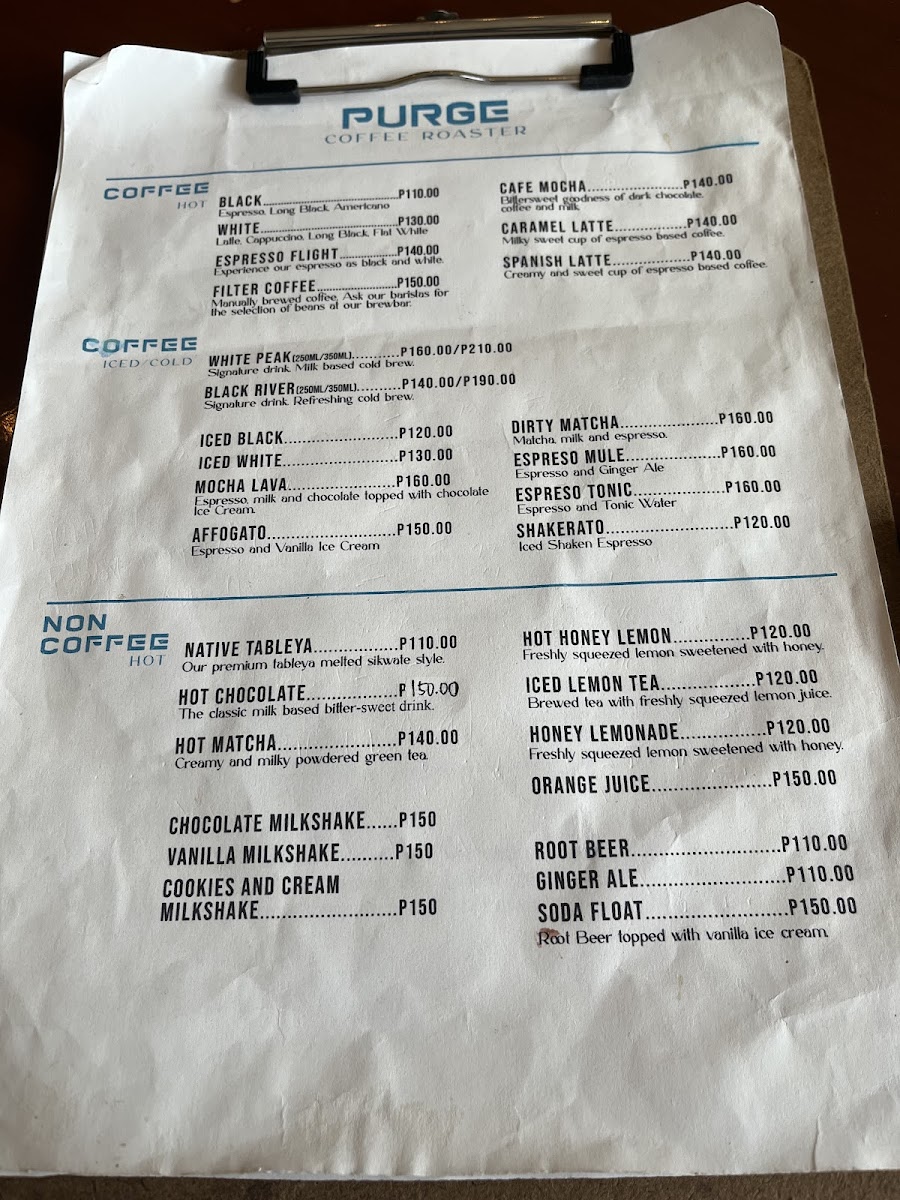 Purge Coffee Roaster Photo Menu 7