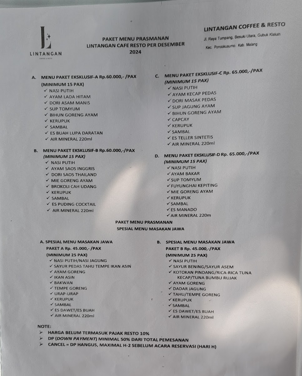 Lintangan Cafe & Resto Photo Menu 10