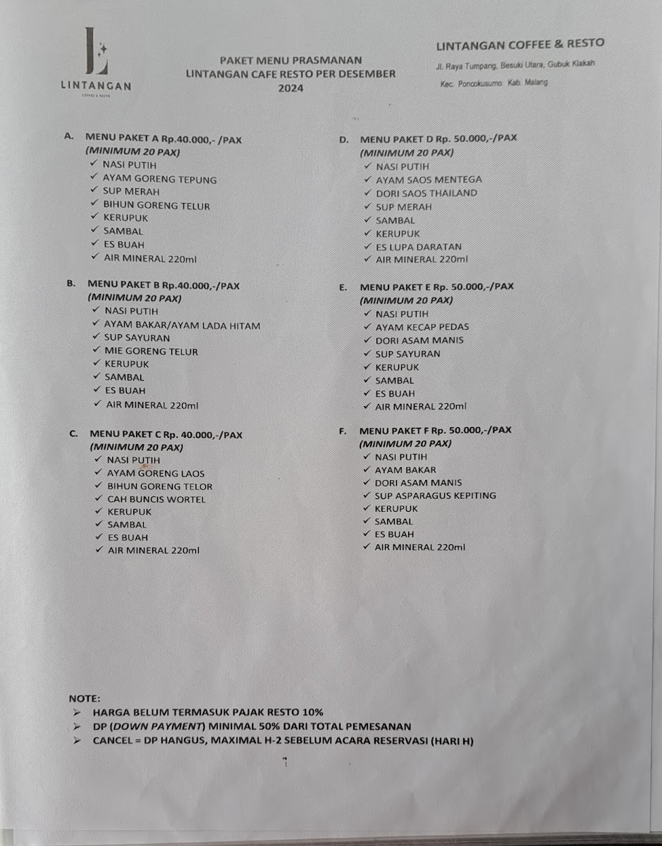 Lintangan Cafe & Resto Photo Menu 8