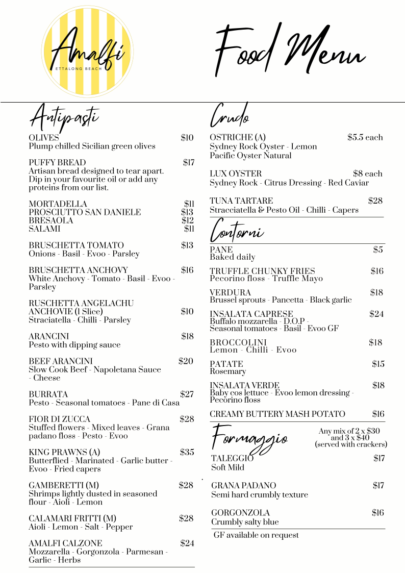 Amalfi Gelato & Pizza Bar Photo Menu 2
