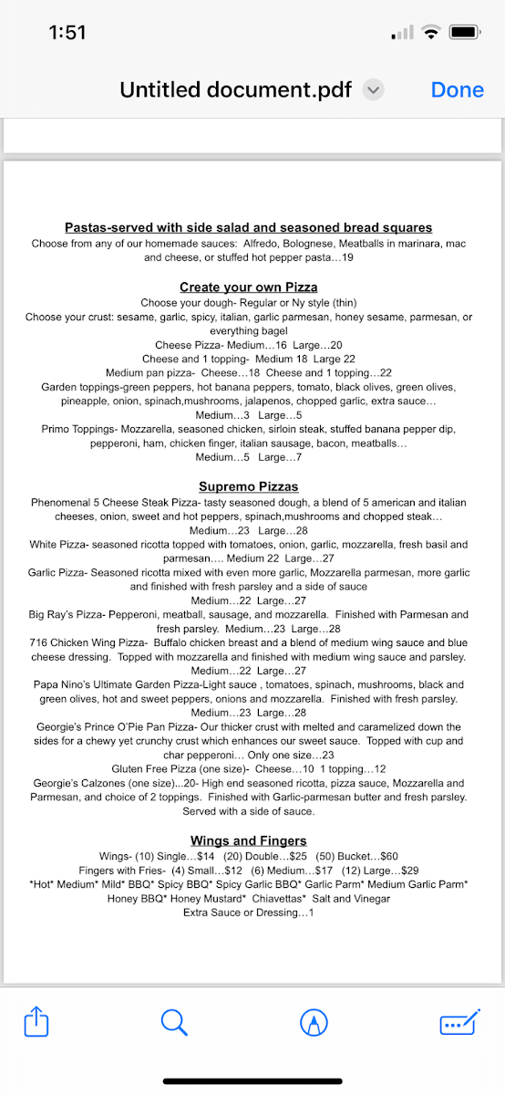 Georgie's Pizzeria Photo Menu 1