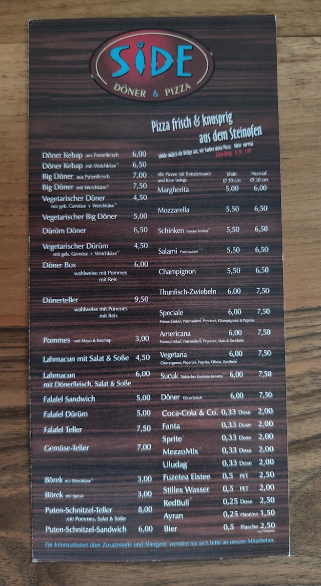 Side Schnellrestaurant Photo Menu 1