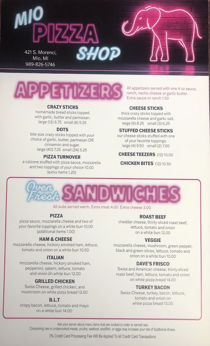 Mio Pizza Shop Photo Menu 1