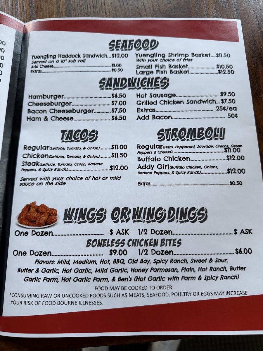 Vince's Place Photo Menu 1