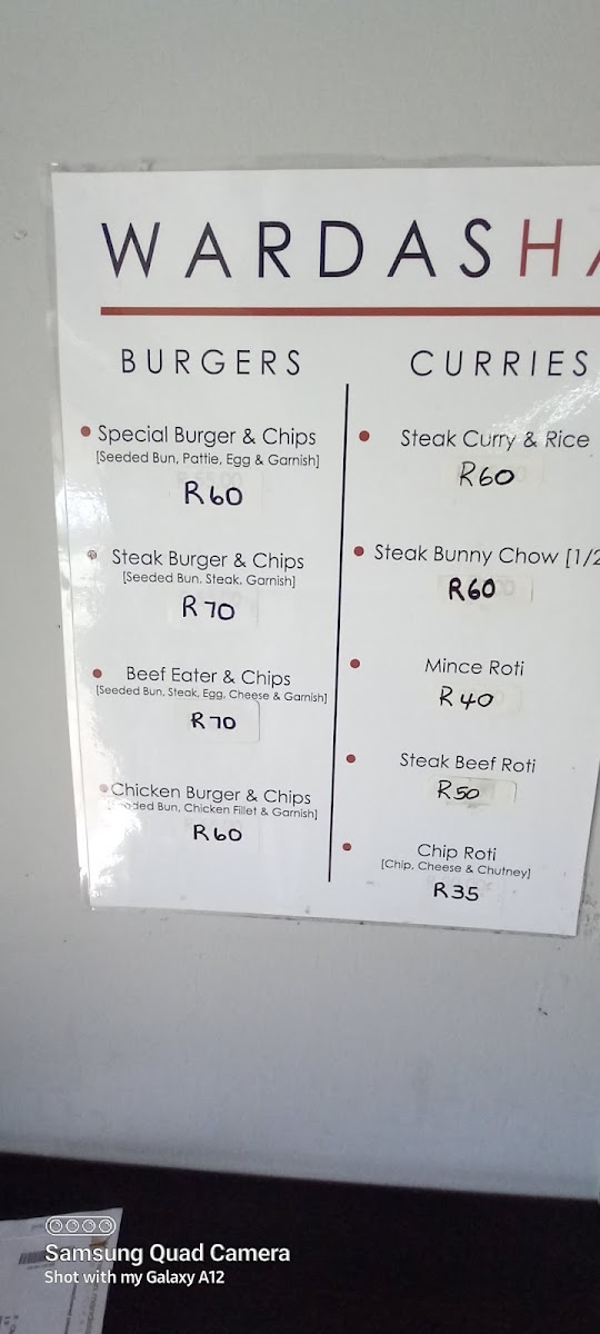 Wardas Halaal Foods Photo Menu 1