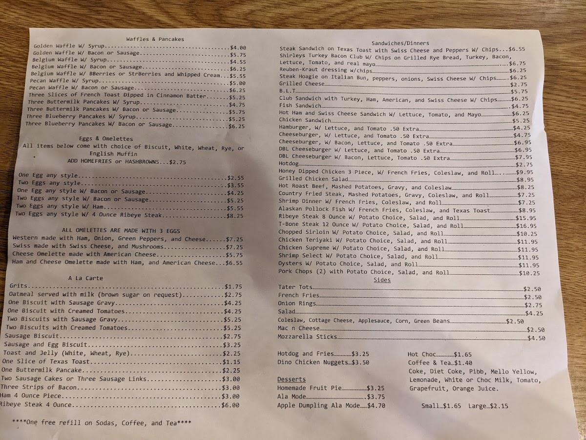 Waffle Hut Photo Menu 1