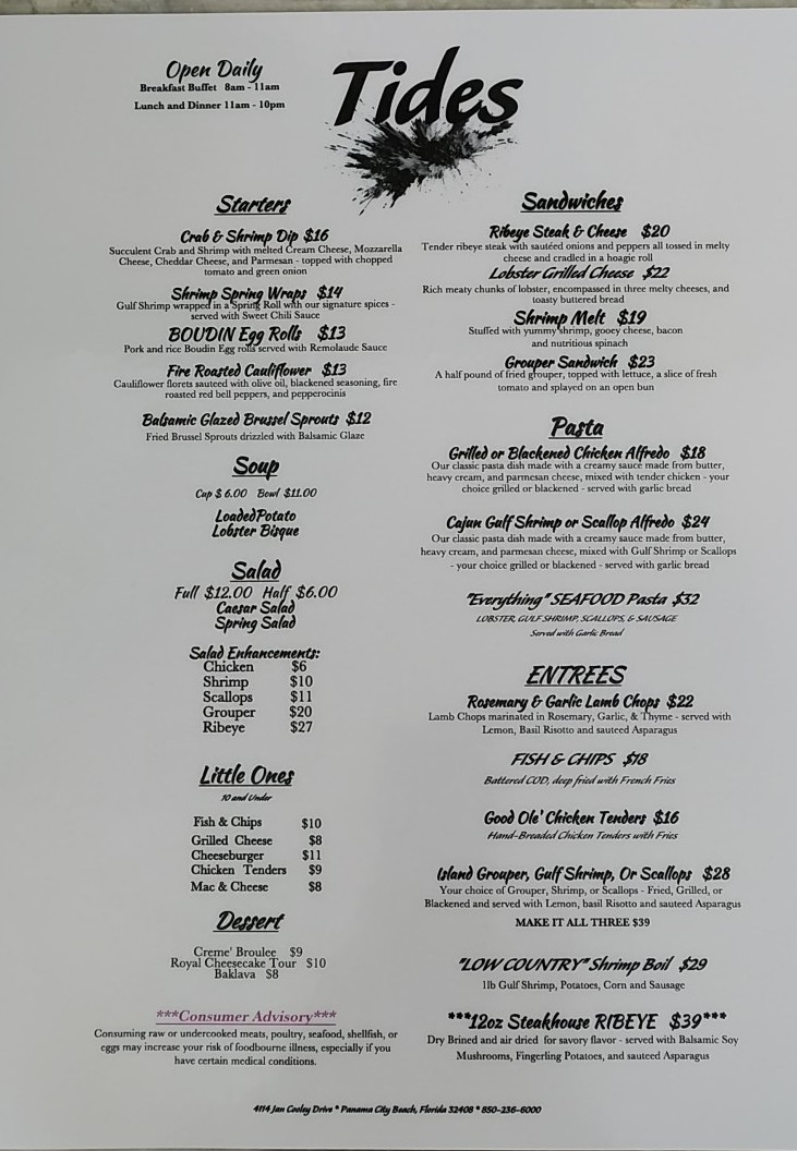 TIDES Restaurant & Lounge Photo Menu 1